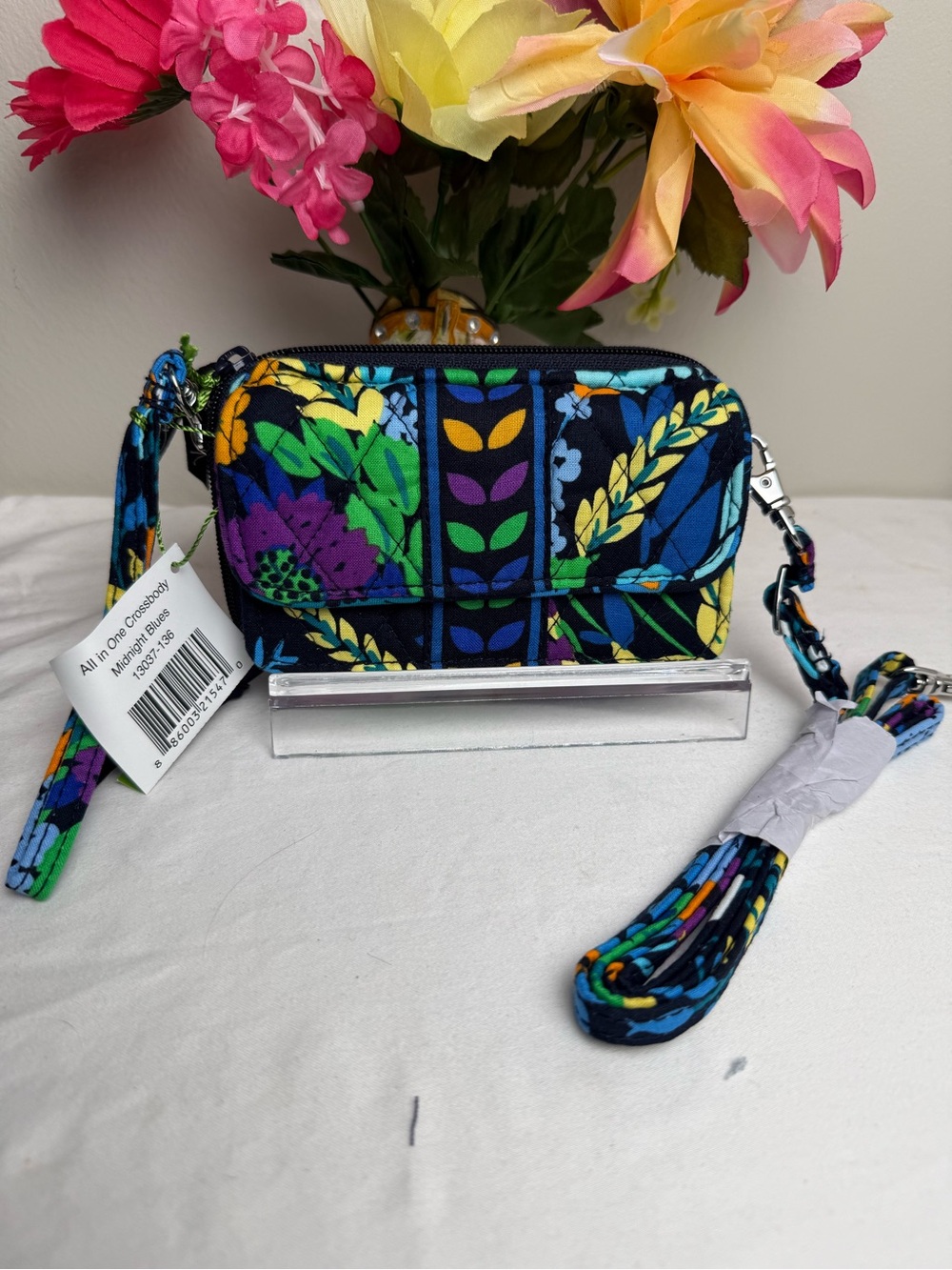NWT Vera Bradley Midnight Blues All-In-One Crossbody Wallet Purse Retired